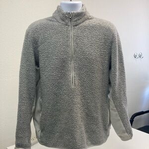 Gray Zip Up Fleece Sweater with Standing Collar